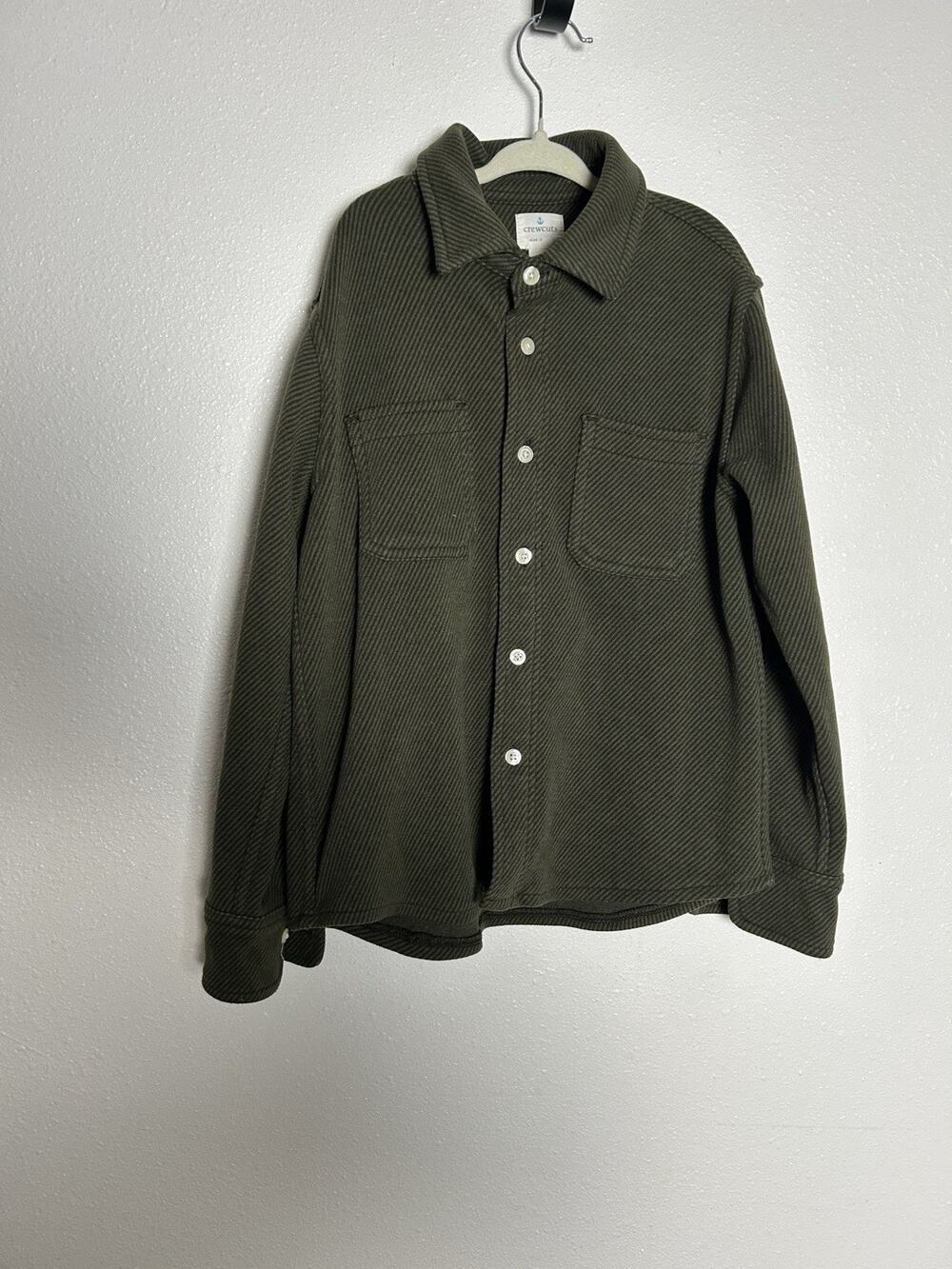 J.Crew Crewcuts Kids' polar fleece shirt, Dark Green Striped Size 8